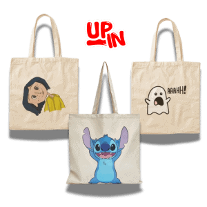 Totebag de alta calidad con forro interior y bolsillos prácticos, fabricada con materiales ecológicos y estampado vibrante, perfecta para niños y jóvenes. Ideal para libros, juguetes y útiles escolares.